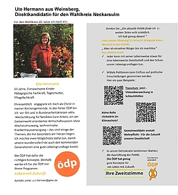 Landtagswahl am 8.3.2026: Ute Hermann aus Weinsberg, Direktkandidatin für den Wahlkreis Neckarsulm
